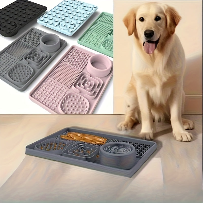 6-in-1 Pet Slow Feeder Lick Mat with Powerful Suction Cup Multifunctional Anxiety Relief Lick Pad for Dogs and Cats Promotes Healthy Eating Grooming Bath Aid