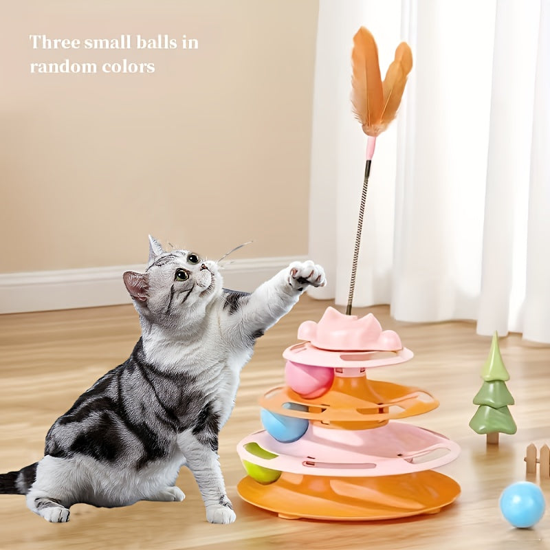 Interactive Cat Spinner Toy with Feather & Spinning Ball – Self-Entertainment Anti-Boredom Teaser Wand for Kittens & Cats, Rotating Design, Fun Indoor Play, Great Holiday Gift for Cat Lovers