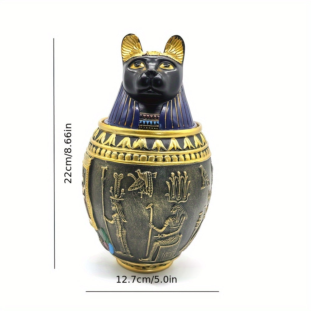 Anubis Egyptian Resin Pet Memorial Urn & Storage Jar – Ancient Pharaoh Guardian Cat God & Dog Statue, Decorative Keepsake Urn for Ashes, Home Decor Sculpture & Funeral Collectible, 2 Styles