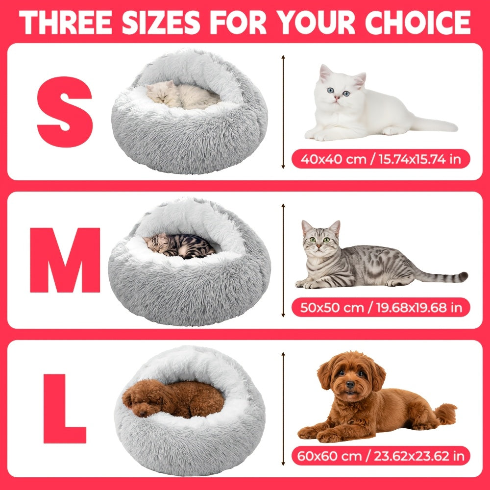 Shell Shaped Pet Bed Semi-Enclosed Warming Nest – Upgraded Thickened Version 2.0 with Soft PP Sponge & Oxford Fabric, Cozy Winter Dog House for Cats & Puppies, Small Medium Large Indoor Pet Cave Bed