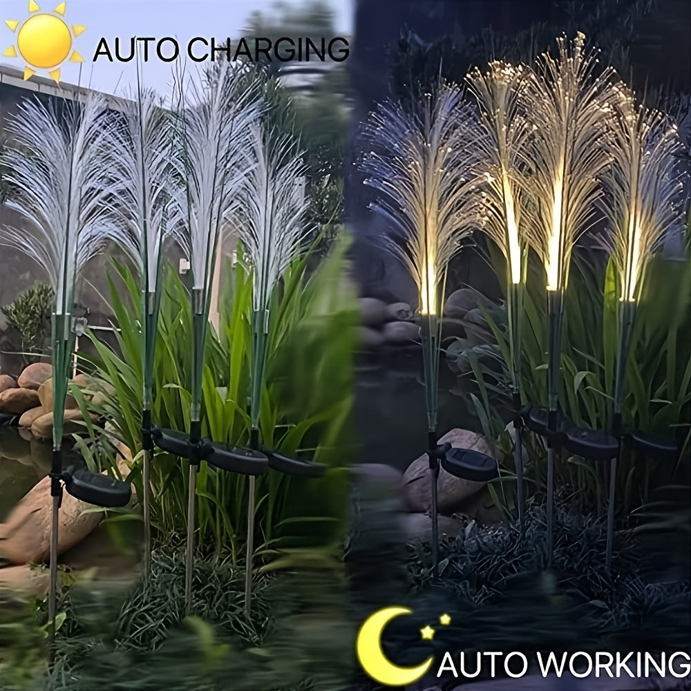 Solar Powered Golden Grass Garden Lights – Energy-Efficient Outdoor Decorative Stake Lights for Yard, Patio & Balcony, Nickel Battery, Semi Flush Mount, Available in 1pc or 2pcs