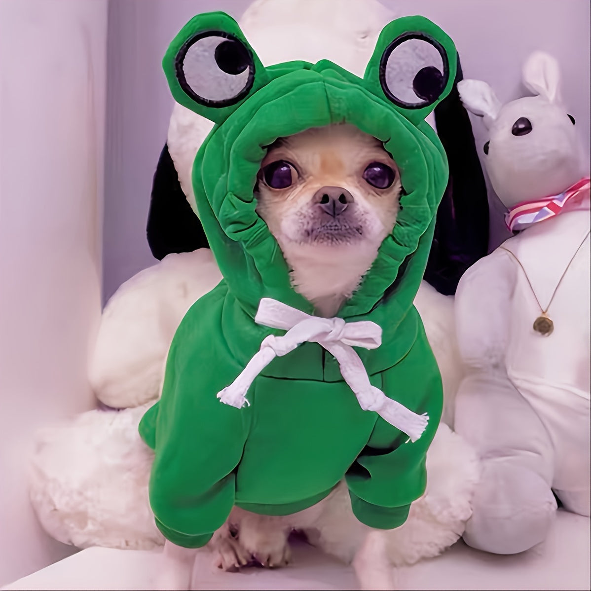 Frog Hoodie Dog Sweatshirt for Small and Medium Dogs - Warm Cozy Dog Hoodie for Cold Weather, Cute Frog Costume Dog Clothes in 4 Colors & Sizes S-XXL for Chihuahua Pomeranian Corgi Dachshund