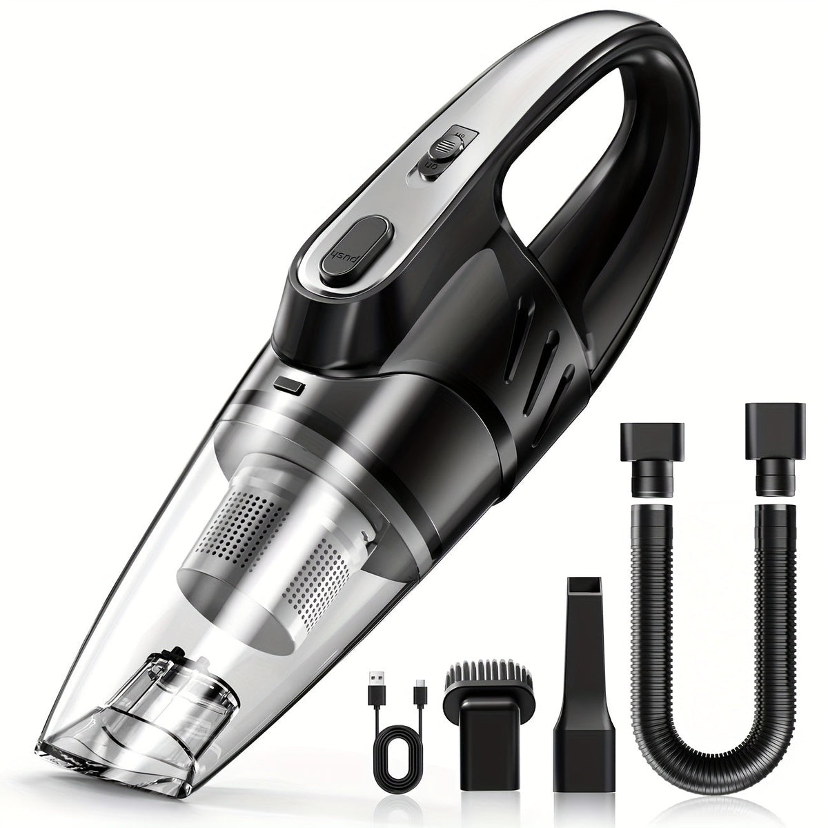 Handheld Car Vacuum Cleaner 6000PA 2000mAh Rechargeable 40dB Low Noise 5 Accessories for Car Home Pet Hair Pink