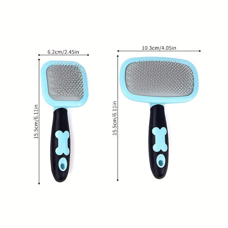 Pet Grooming Comb with Massage Particles - Stainless Steel Bristle Detangling Brush for Dogs & Cats, Removes Tangles & Loose Fur, Gentle Scalp Massage, Large Size (Pink or Blue)