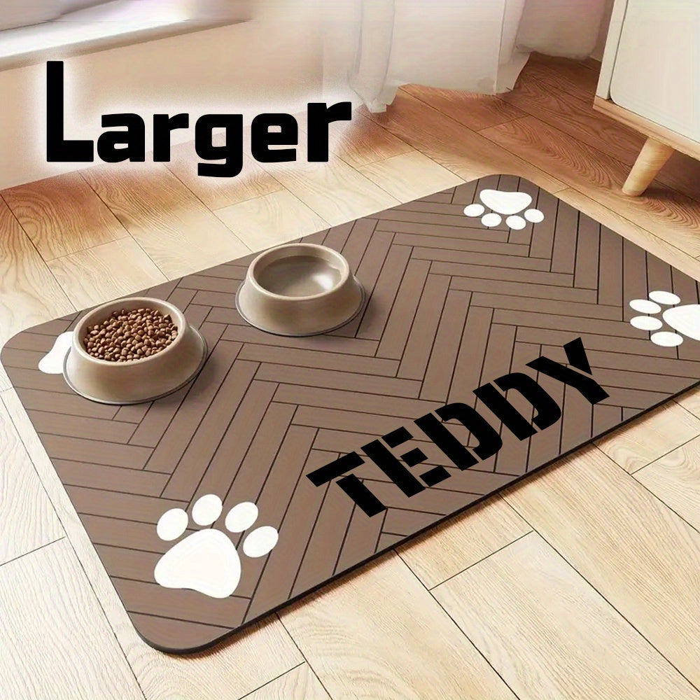 Personalized Pet Feeding Mat Custom Name - Large Non-Slip Water-Absorbing Quick-Dry Dog Cat Bowl Mat, Nordic Style Waterproof Placemat for Pet Food & Water Bowls, Custom Dog Cat Gift