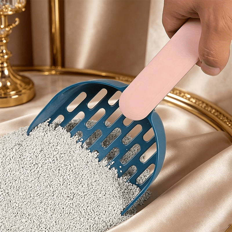 Cat Litter Scoop Set with Wall-Mount Hook – 2-Piece Lightweight Cat Litter Box Cleaning Kit with Scoop & Holder, Easy-Clean Pet Litter Tool for Litter Box Maintenance, Random Color