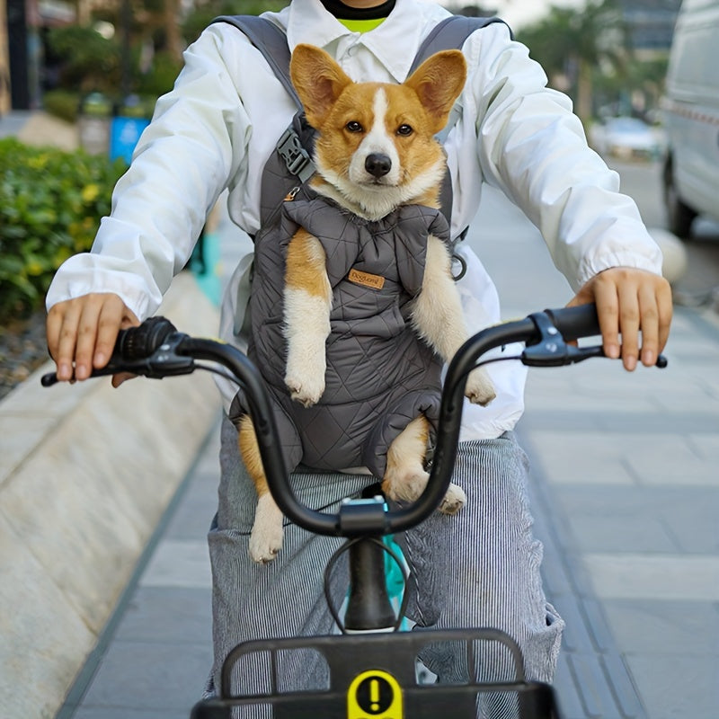 Pet Front Carrier Backpack for Small & Medium Dogs - Hands-Free Legs Out Dog Chest Carrier, Adjustable Hiking Cycling Dog Carrier, One Size Fits All, 5 Colors: Pink, Green, Black, Beige, Grey