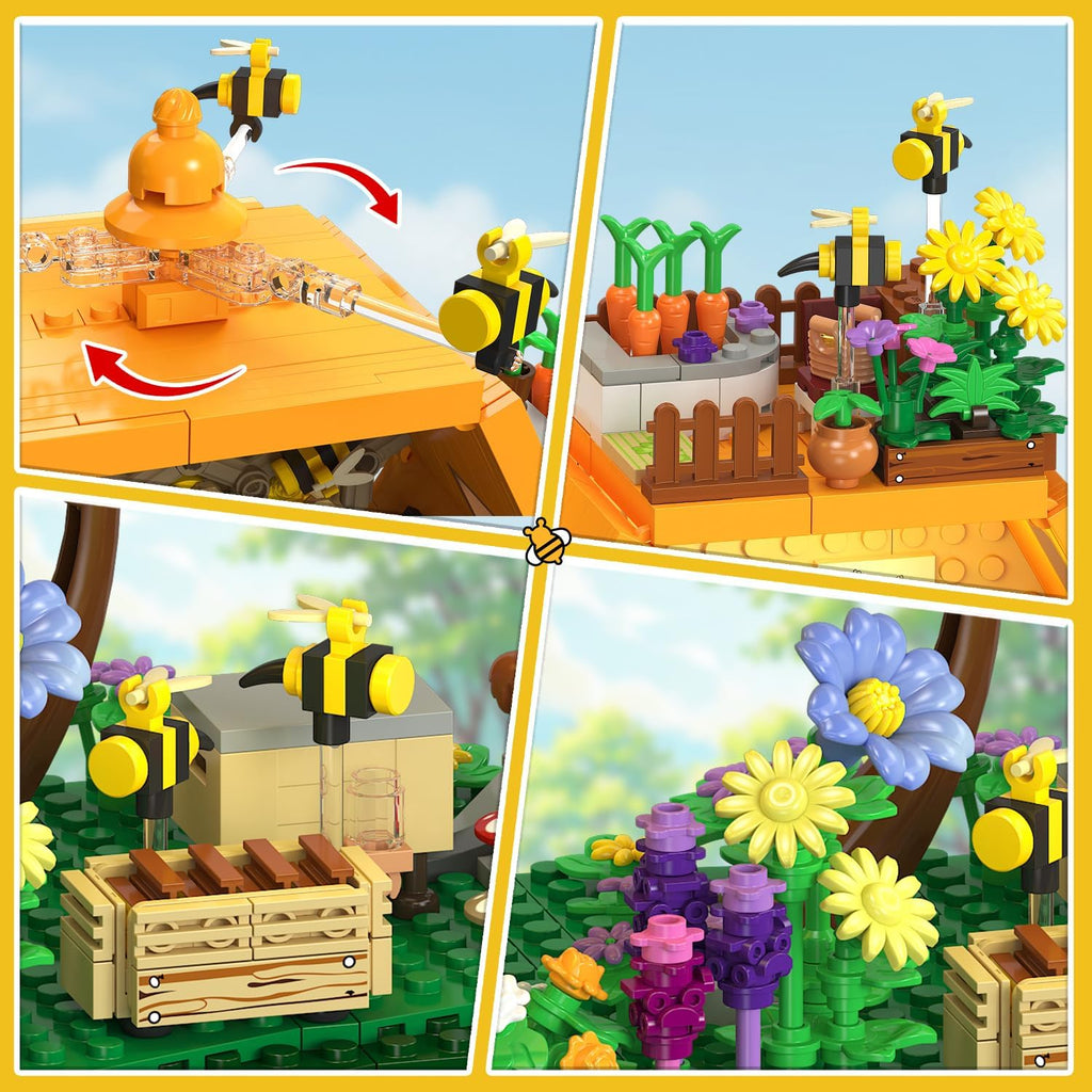 Beehive Building Set 1773 Pieces Treehouse Decorative Model with Flowers Animals & Botanical Motifs – Creative Building Blocks Gift for Adults Boys & Girls