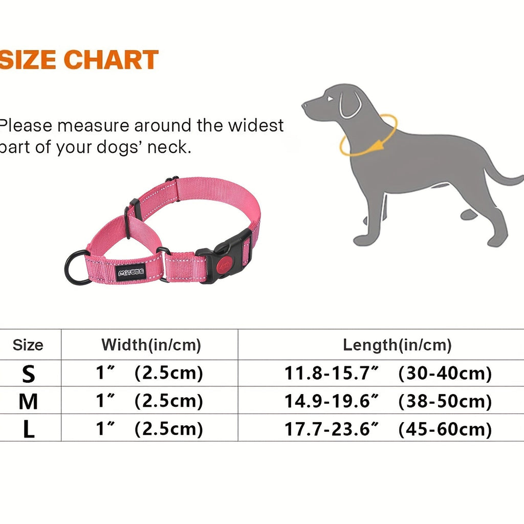Reflective Dog Collar with Safety Locking Buckle - 1 Inch Wide, Adjustable for Small Medium Large Dogs, Night Visibility Training Collar
