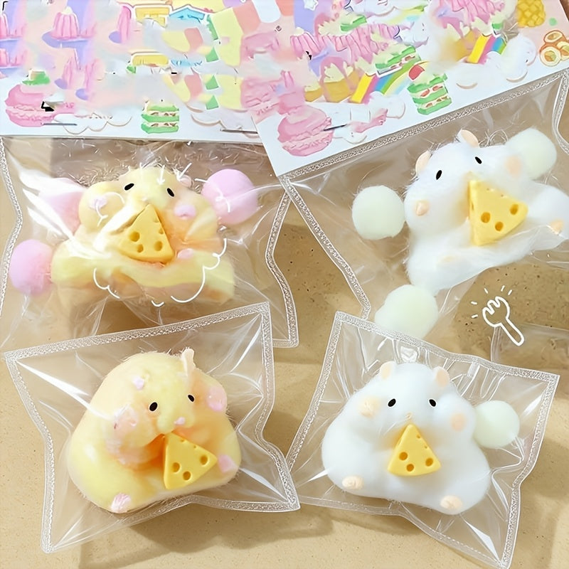 Cute Cheese Hamster Squishy Toy – Soft Slow-Rising Sensory Fidget Toy for Kids & Adults – Stress Relief Squeeze Toy – Fun Gift for Christmas, Halloween, Birthday, Office & Party Favors – Random Color