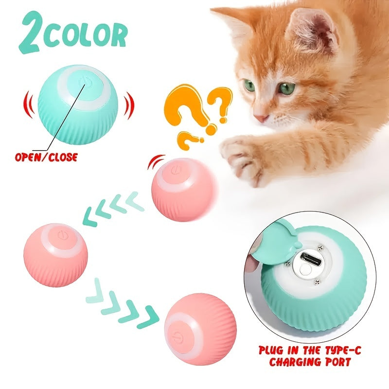 Smart Automatic Rolling Ball Cat Toy – 150mAh Rechargeable Battery, Self-Moving Interactive Ball for Hours of Indoor Cat Play & Exercise, Electronic Kitten Toy