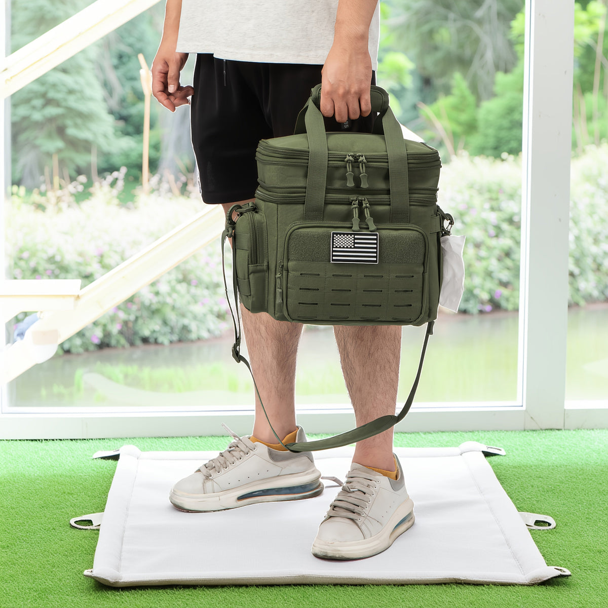 Tactical Lunch Box for Men 4.76 Gal – Expandable Heavy Duty Insulated Cooler Bag with MOLLE Webbing, Leakproof Thermal Lunch Bag for Work, Camping, Outdoor & Picnic, Available in Khaki, Black & Green