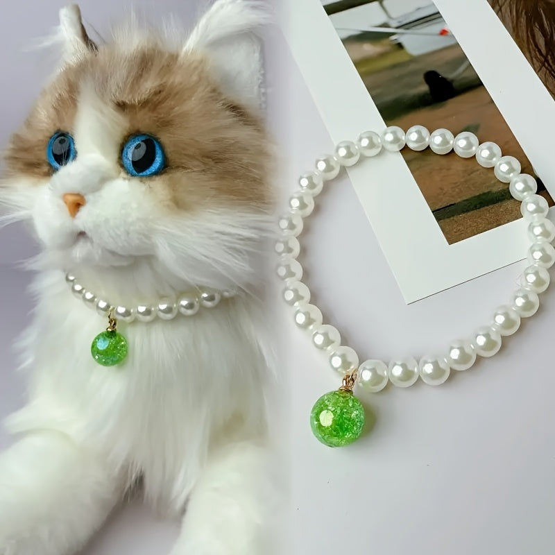 Handmade Cat Necklace Collar with Pendant - Enchanting Adjustable Pet Jewelry Collar for Cats, Cute Kitten Accessory for Birthday Gift, Holiday Gift, Photoshoot & Everyday Wear