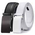 Men's Ratchet Belt 2 Pack Leather – Trim-to-Fit Adjustable Dress and Casual Belt for Men Waist 28" to 52" Black Brown Tan Navy Blue Gift