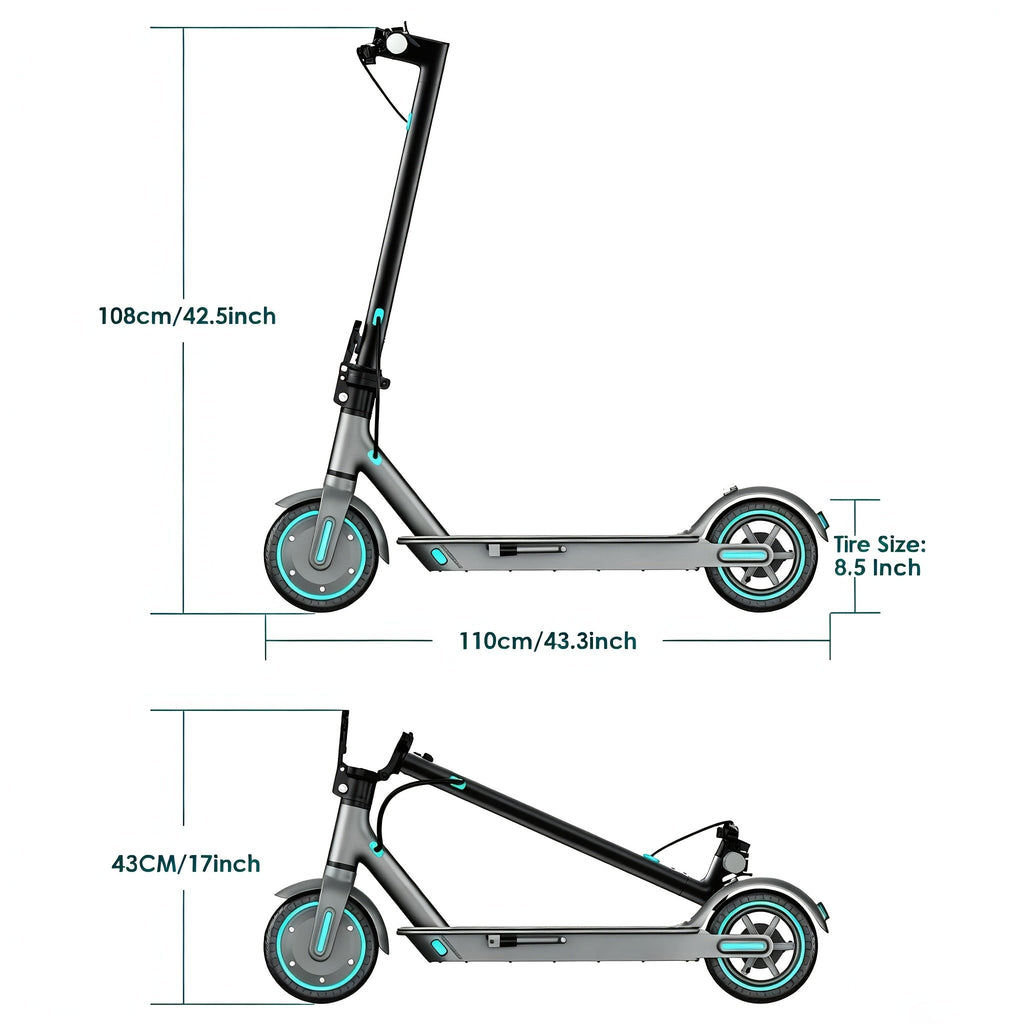 Foldable Adult Electric Scooter 350W Motor 8.5 Inch Solid Tires 15-20 Miles Long Range with Dual Braking & LED Display – Lightweight Commuter E-Scooter for Adults