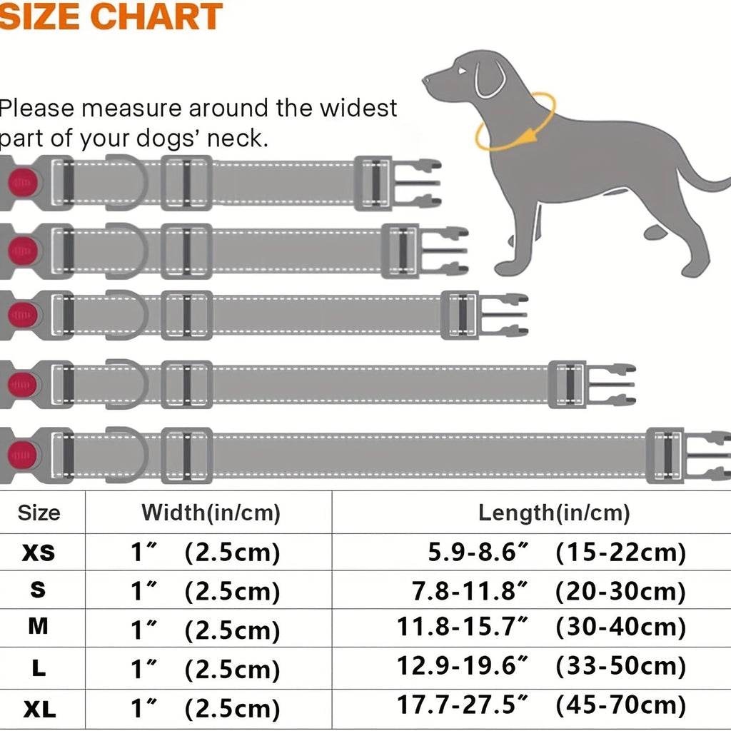 Reflective Dog Collar with Safety Locking Buckle - Adjustable Soft Neoprene Padded Breathable Nylon Pet Collar for Small Medium Large Dogs, Night Visibility Safety Collar