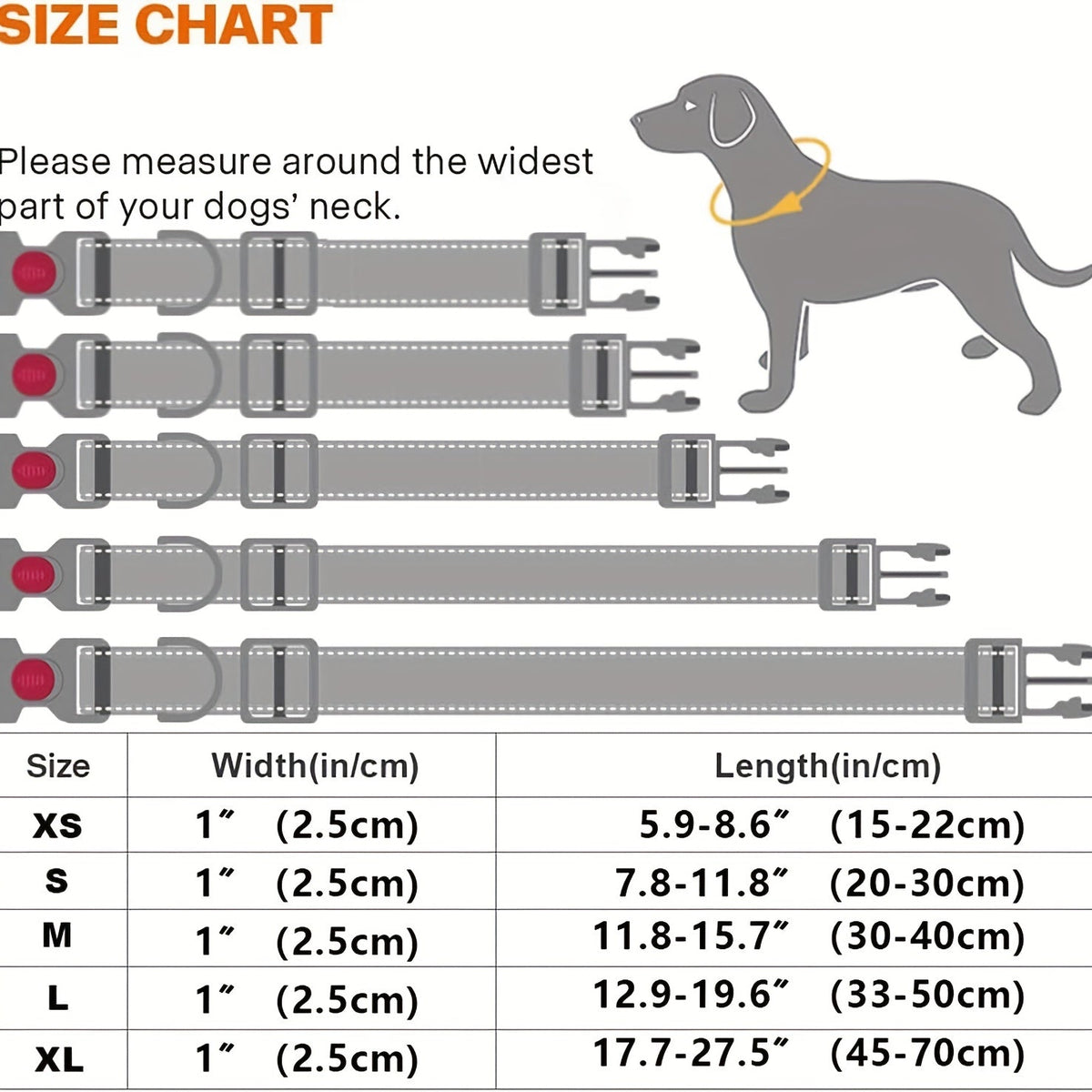 Reflective Dog Collar with Safety Locking Buckle - Adjustable Soft Neoprene Padded Breathable Nylon Pet Collar for Small Medium Large Dogs, Night Visibility Safety Collar