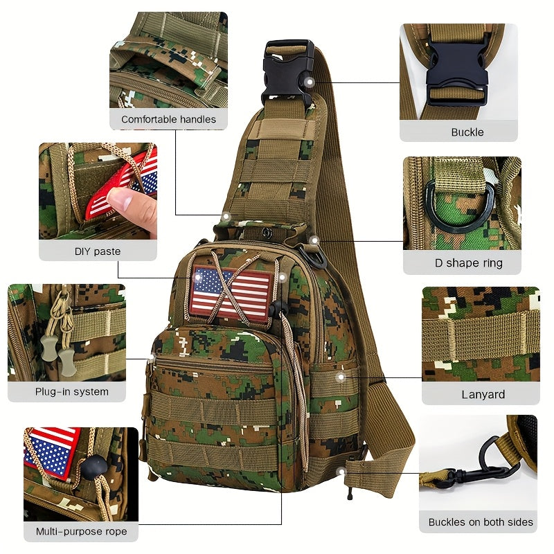 Tactical Sling Backpack – Lightweight Crossbody Daypack for Cycling, Hiking, Travel & Daily Use, Multiple Colors with Flag Patch Option