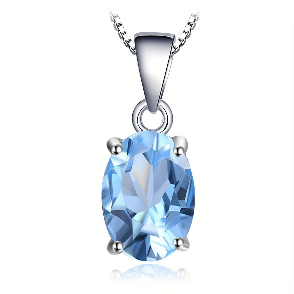 925 Sterling Silver Natural Gemstone Oval Cut Pendant Necklace for Women – Amethyst Citrine Garnet Peridot Topaz Multi-Faceted Fine Jewelry, Elegant Dating Daily Gift for Girls