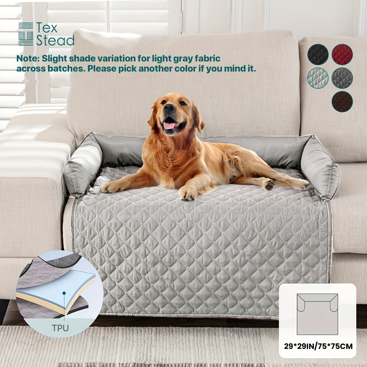 Pet Sofa Bed and Couch Protector with Bolster Cushions Washable Slip-Resistant Furniture Cover for Dogs and Cats – Soft Comfortable Pet Couch Cover with Raised Sides for Sofa Loveseat and Armchair