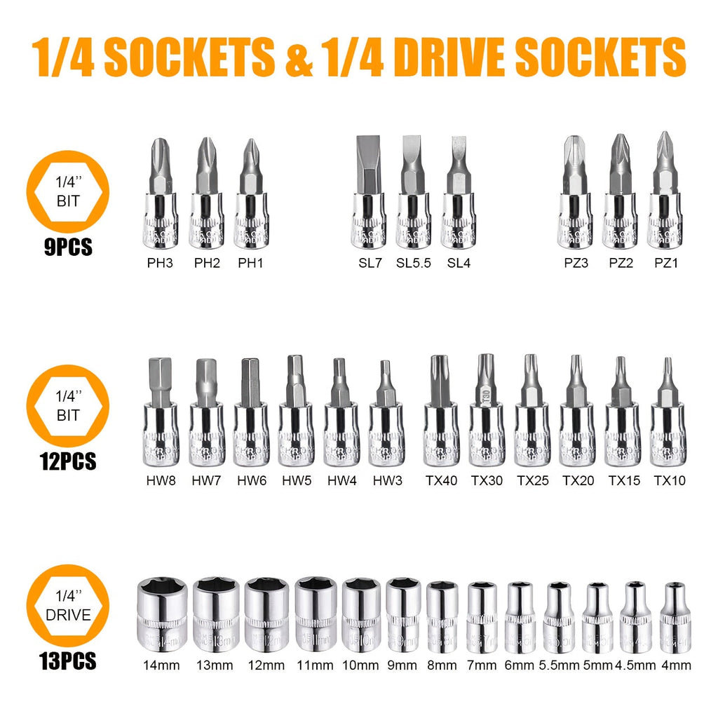 46pcs Home & Car Repair Tool Set – Ratchet Torque Wrench, Screwdriver & Socket Kit for Car, Motorcycle, Bicycle & Household Repairs