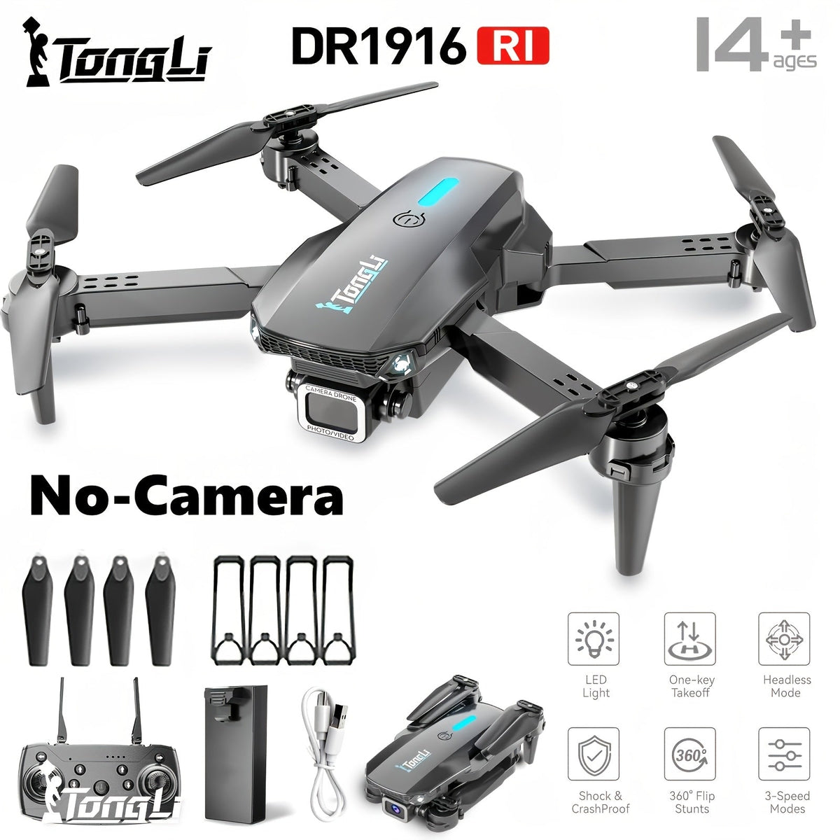 TongLi RC Drone with Dual/Single Camera or No Camera - FPV Altitude Hold Headless Mode Gesture Photo & Video, One-Key Takeoff/Landing, Drop-Resistant Beginner RC Quadcopter, Gift for Kids & Adults