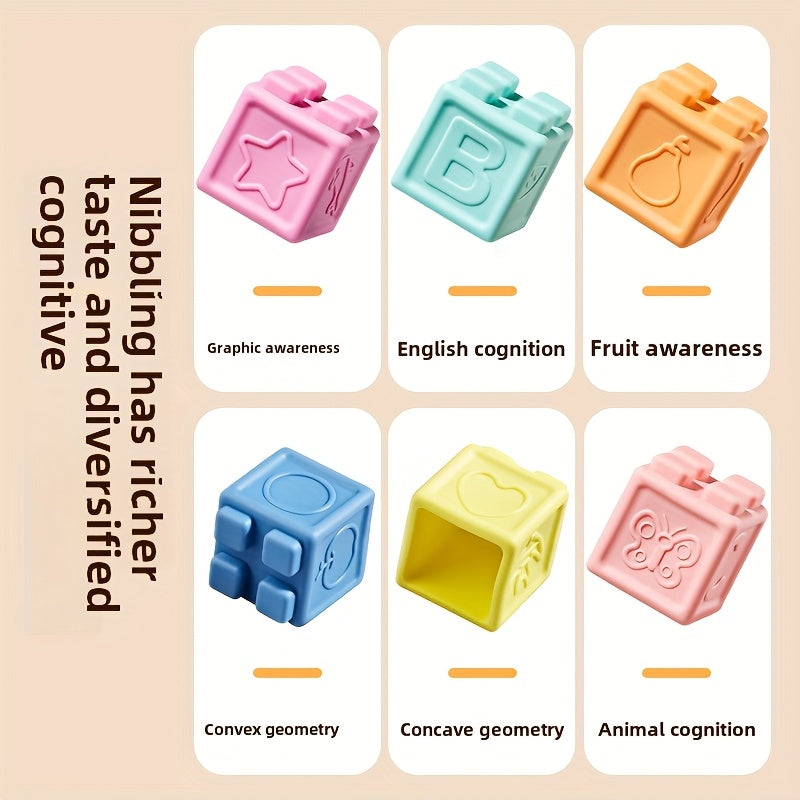 Soft Rubber Baby Building Blocks for Infants & Toddlers – Chewable BPA-Free Sensory Stacking Toy for Grasping & Cognitive Development – 16, 24 or 48 Pieces – Ages 0-6 Months, 6-12 Months & 1-2 Years