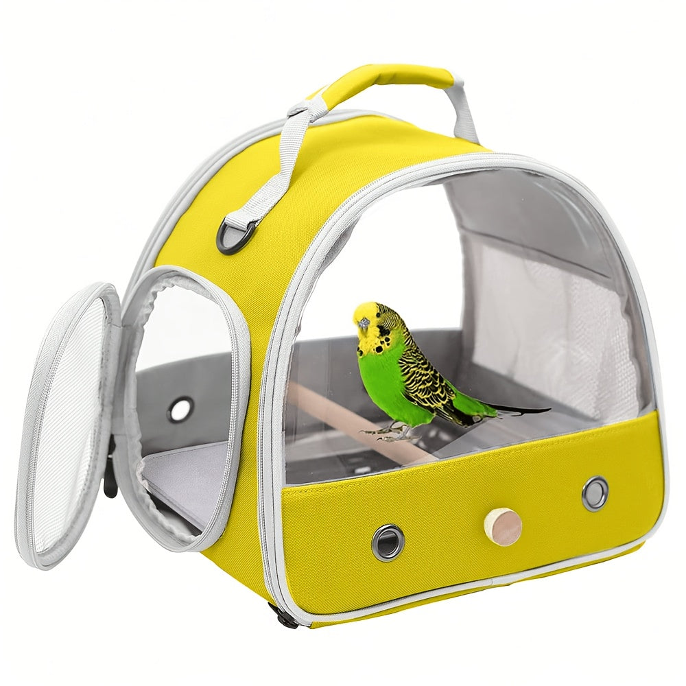 Foldable Bird Travel Cage Carrier for Parakeets Budgies Cockatiels Conures & Parrots – Compact Transport Case with Perch & Soft Mat Airline Approved for Vet Trips & Outdoor Adventures