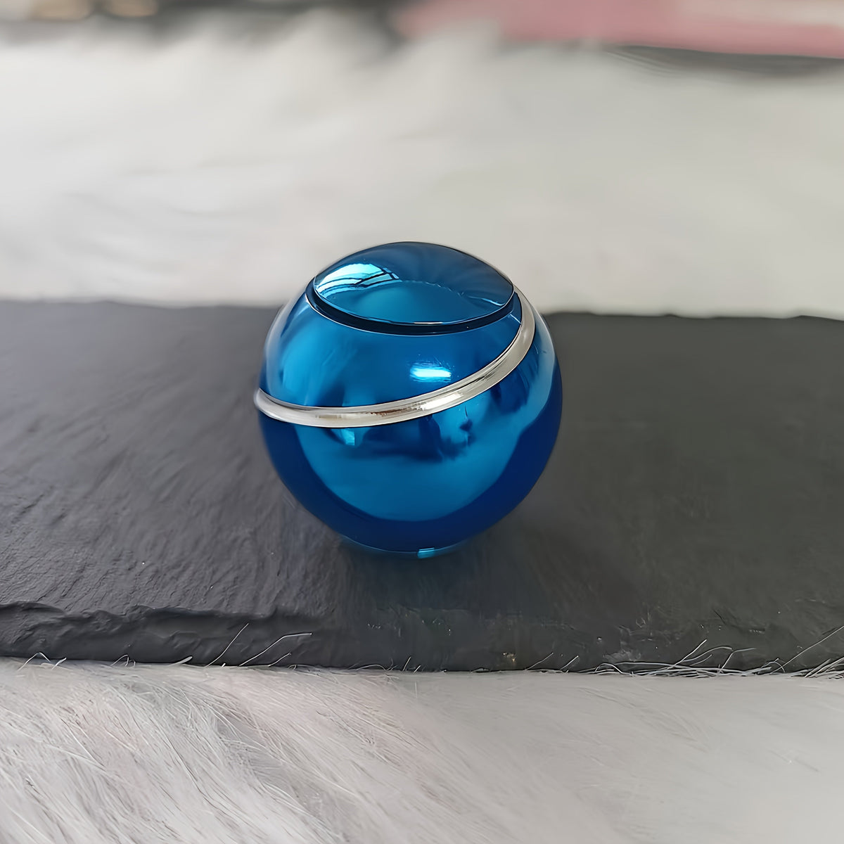 Fingertip Gyroscope Rotating Ball Toy High Speed Dual Bearing Desktop Fidget Skill Toy Party Gift Iridescent Blue Black