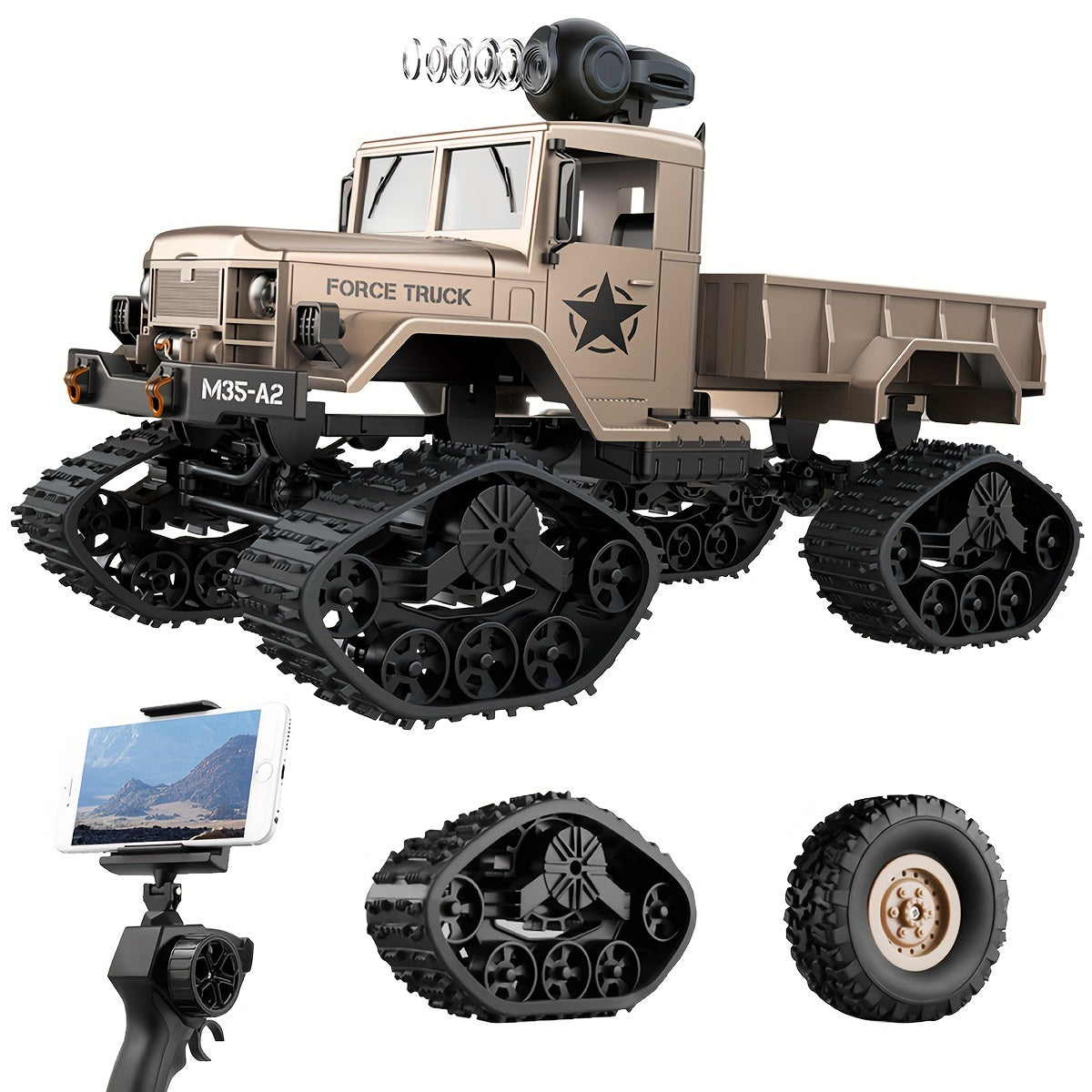 RC Military Truck 4WD 2.4GHz All Terrain Off-Road Sport Car with Wi-Fi HD Camera – Remote Control Vehicle for Kids & Adults – Perfect Birthday & Holiday Gift