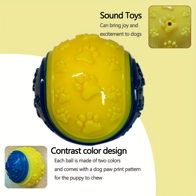Squeaky Dog Balls 4 Pack - Durable Non-Toxic Rubber Chew Toys for Teething Puppies & Power Chewers, Teeth Cleaning Interactive Fetch Ball Toys for All Breeds & Sizes, Assorted Colors
