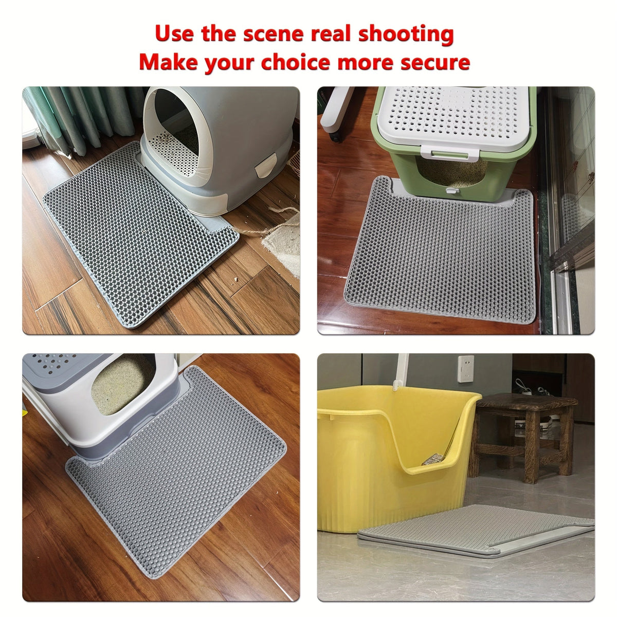 Cat Litter Mat with Double-Layer Filtration – Anti-Tracking Litter Trapping Mat Prevents Spills & Mess Outside the Box, Easy-Clean Waterproof Cat Litter Rug