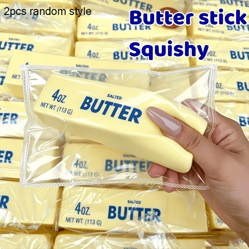 Butter Squishy Toys 2-Pack Slow Rising Stress Relief Fidget Squeeze Toy, Scented Sensory Hand Toy for Kids Adults, Fun Novelty Anxiety Relief Squishies, Best Birthday Holiday Gift