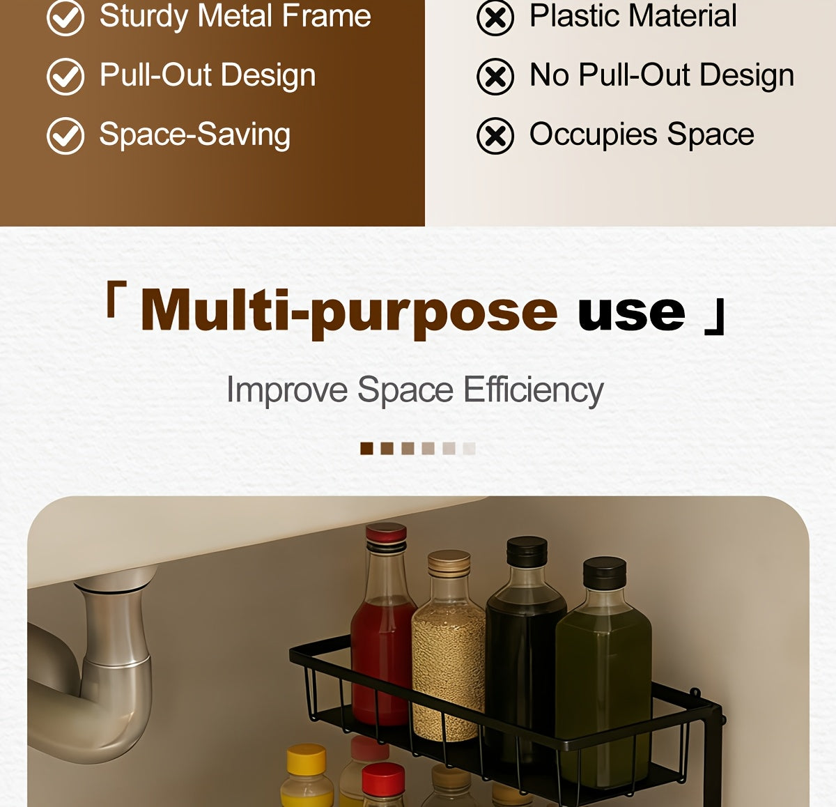Pull Out Under Sink Organizer 2-Tier Slide-Out Cabinet Shelf, Kitchen Bathroom Utility Rack Storage Shelves, Sliding Cabinet Organizer for Under Sink Kitchen Bathroom Pantry – 1 or 2 Pack Options