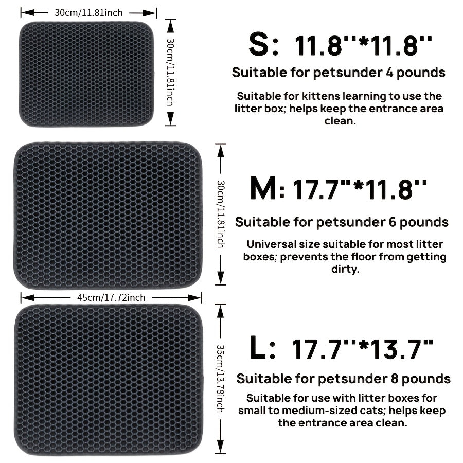 Double Layer Cat Litter Mat Anti-Leak Anti-Splash - Dual Layer Filtration Trapping Mat for Litter Box, Waterproof Non-Slip Cat Litter Trapper for Hardwood & Carpet, Easy to Clean, S/M/L Sizes Available