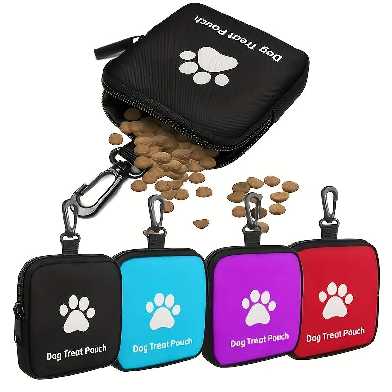 Dog Training Treat Pouch with Zipper - Portable Pet Snack Bag for Outdoor Walks Training and Travel, Hands-Free Dog Treat Bag with Belt Clip, 4 Colors Black Purple Blue Red