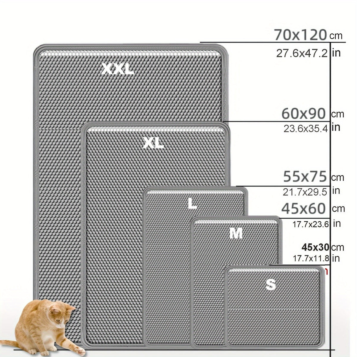 Extra Large Double-Layer Cat Litter Mat – Splash-Proof Leak-Proof EVA Non-Slip Washable Odor-Proof Scatter Control Litter Trapping Mat for Cat Litter Box, Easy to Clean Floor Protector for Cats
