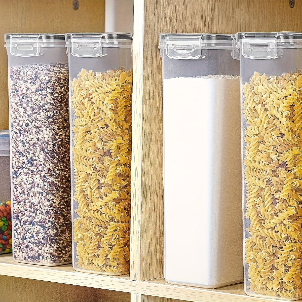 Airtight Pet Food Storage Containers 6-Pack – 2.4L/81oz BPA-Free Plastic Dog & Cat Food Storage Bins with Lids, Reusable Labels & Marker Pen Included, Pantry & Kitchen Organizer Set, Black