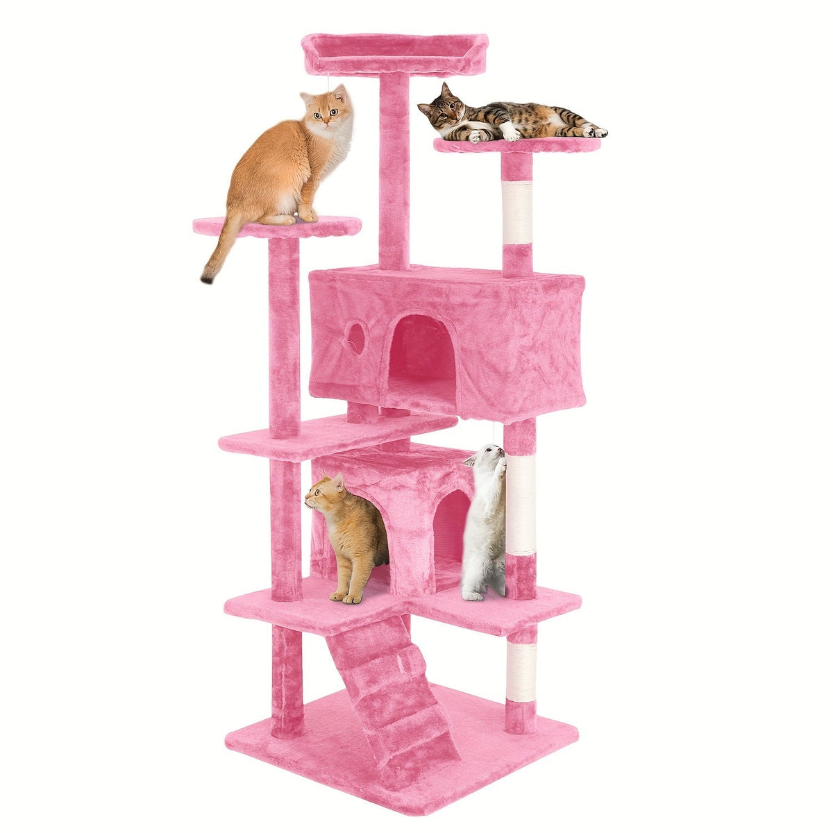 Multi-Level Cat Tree Tower with Scratching Post, Perches & Plush Apartments – Space-Saving Indoor Cat Climbing Frame & Activity Center, Heights 36–80 Inch, 6 Colors