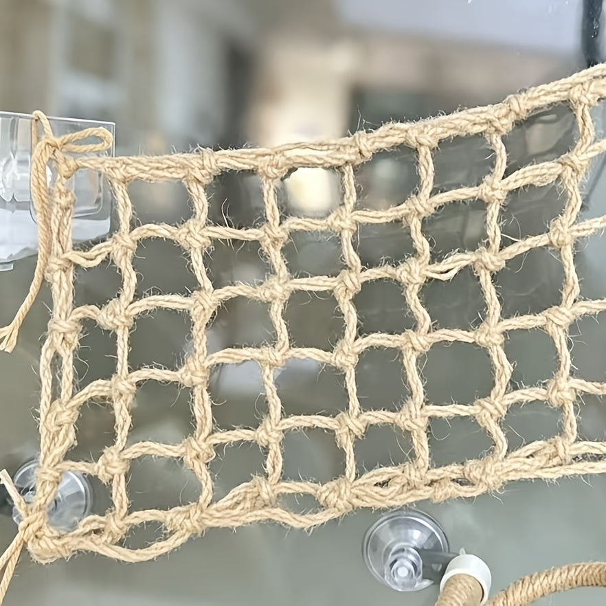 Bird Climbing Net 2-Pack - Hemp Rope Mesh Ladder for Bird Cages, Bite-Resistant Perch Climbing Toy for Parakeets, Parrots & Small Birds, 7.87 x 11.81 Inch Each