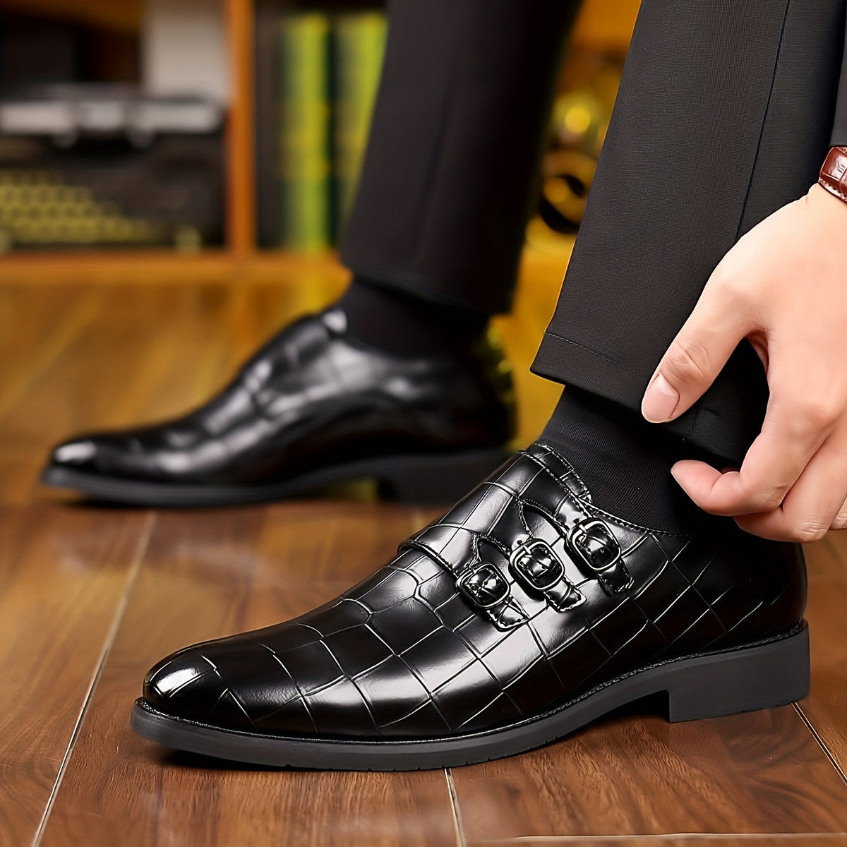Men's Stone Textured Monk Strap Dress Shoes Slip-On Formal Loafers – Fashion Elegant Oxford Style for Business, Wedding & Special Occasions, Sizes US 6–12.5