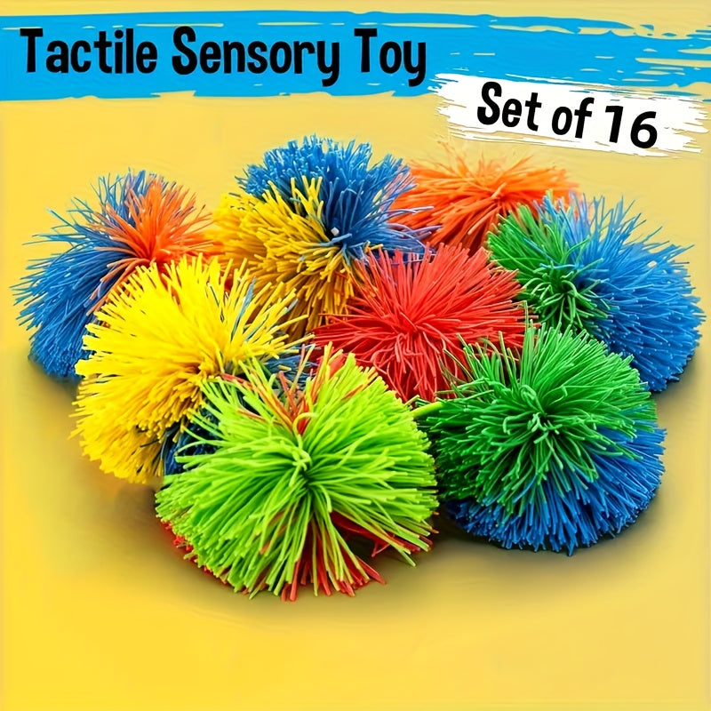Kush Ball Sensory Bouncy Balls for Kids – Colorful Elastic Squishy Stress Balls Bulk Set for Sensory Play, Party Favors, Classroom Prizes, Birthday Gifts | 7 or 16 Piece Pack