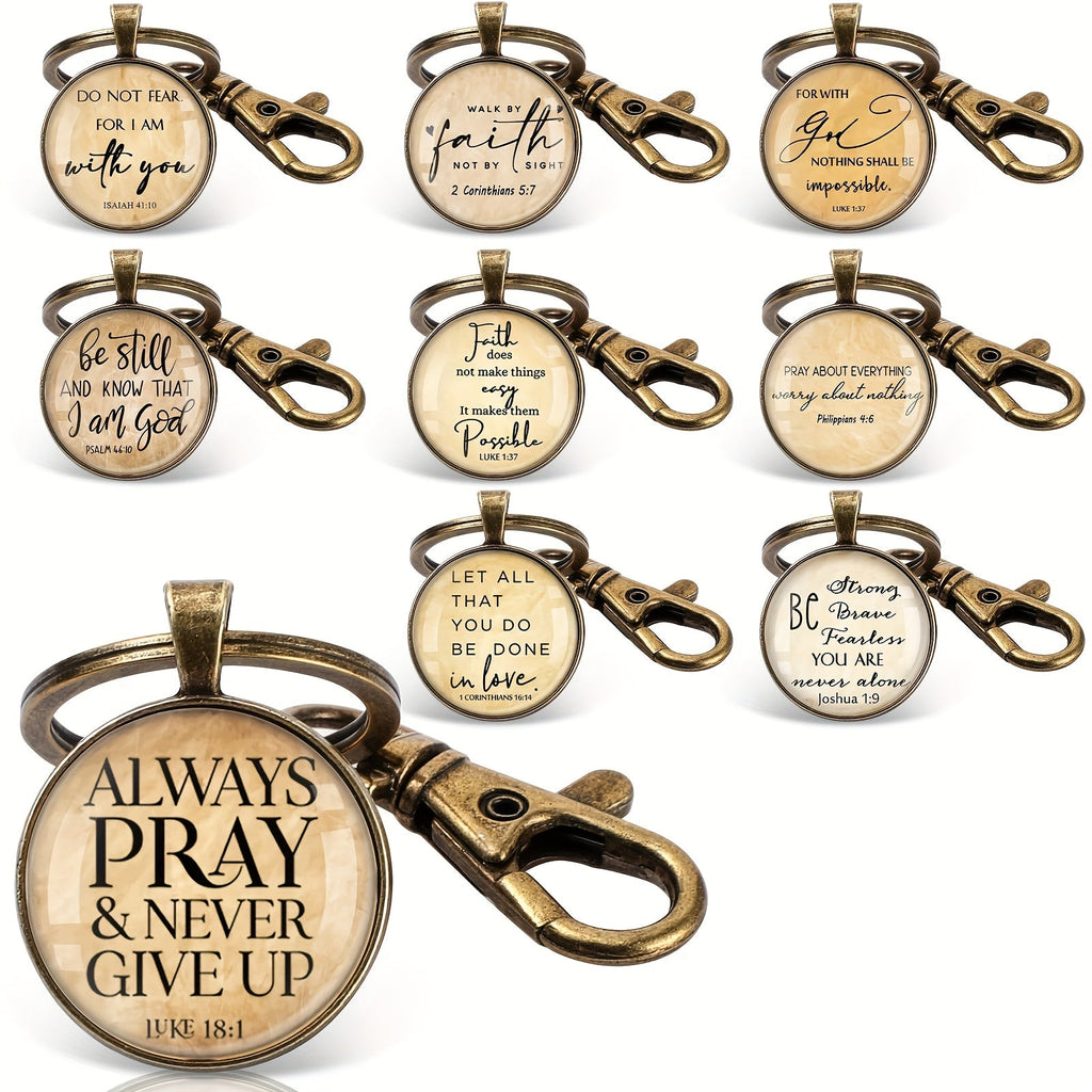 18Pcs Christian Keychain Bulk Set – Bible Verse Scripture Quote Inspirational Religious Keychains, Faith-Based Gifts for Sunday School, Pastor, Church Events & Baptism Favors