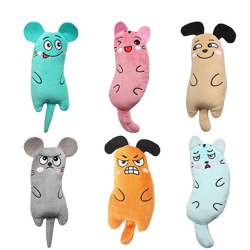 Plush Cat Toy Interactive Self-Entertaining Teeth Cleaning Chew Toy for Cats and Small Breeds No Battery Needed Random Color Soft Catnip Style Pet Toy