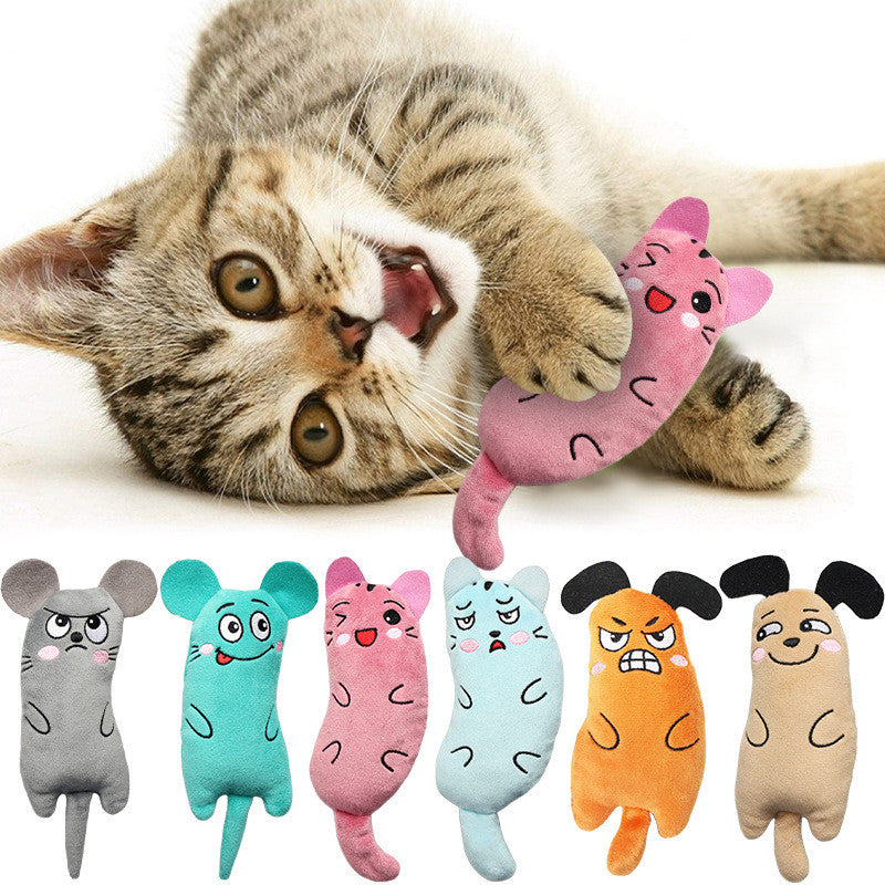 Plush Cat Toy Interactive Self-Entertaining Teeth Cleaning Chew Toy for Cats and Small Breeds No Battery Needed Random Color Soft Catnip Style Pet Toy