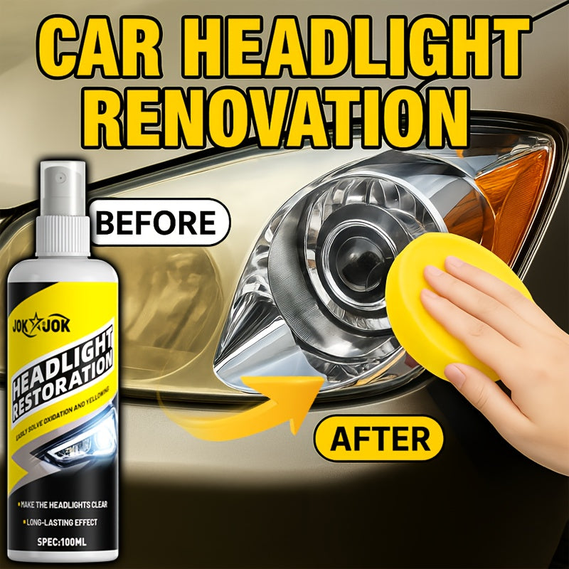 Headlight Restoration Kit with Advanced Ceramic Coating – Removes Yellow Haze Fog & UV Damage, Restores Clarity & Shine for All Vehicle Headlights, Long-Term Weather Protection