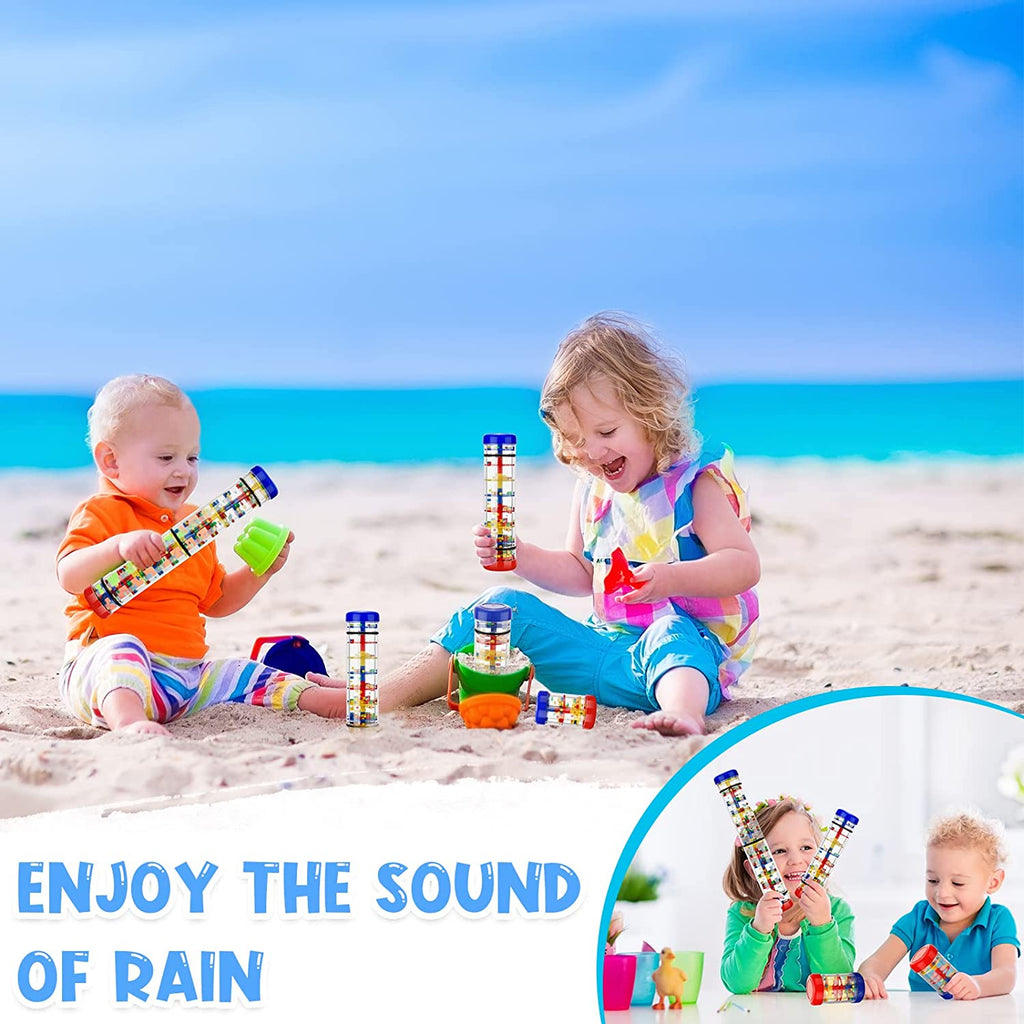 Colorful Rainmaker Musical Toy for Babies 40cm Translucent Shaker Vibrant Beads Rain Sound Educational Sensory Instrument Color Recognition Coordination Development Gift Ages 0+ ABS Safe