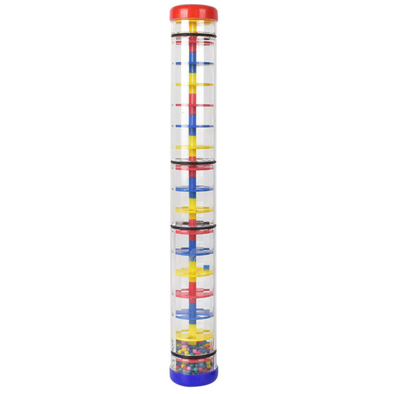 Colorful Rainmaker Musical Toy for Babies 40cm Translucent Shaker Vibrant Beads Rain Sound Educational Sensory Instrument Color Recognition Coordination Development Gift Ages 0+ ABS Safe