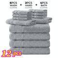 Cotton Bath Cloths Set 12 or 24 Piece – Hotel Quality Highly Absorbent Quick-Dry Washcloths for Bathroom Spa Gym Home Dark Gray Blue White Purple Orange