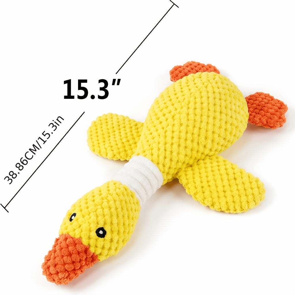 Duck Squeaky Plush Dog Toy 1 or 2 Pack - Indestructible Crinkle Chew Toy for Aggressive Chewers and Teething Puppies, Durable Goose Design for Small Medium and Large Breed Dogs